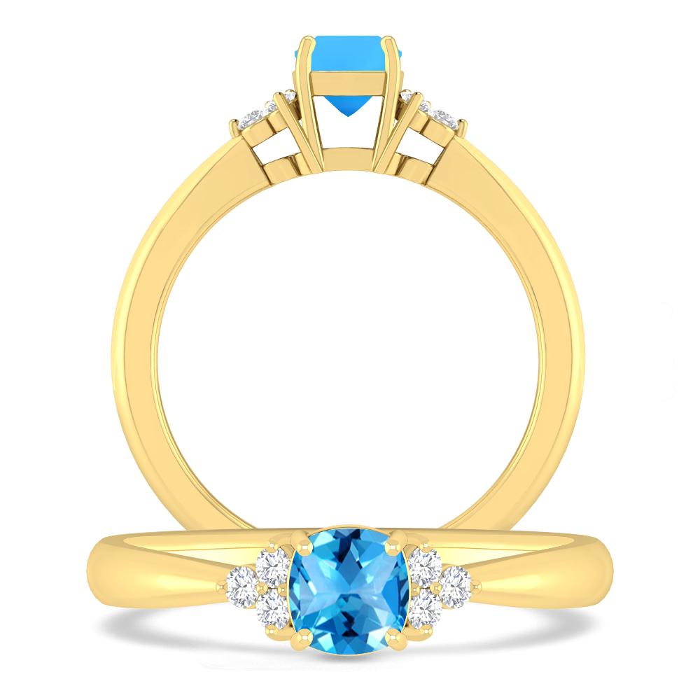 Yellow Gold - Blue Topaz