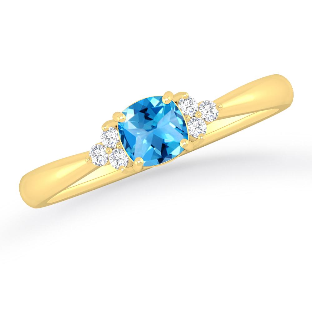 Yellow Gold - Blue Topaz