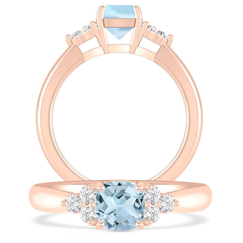 Rose Gold - Aquamarine