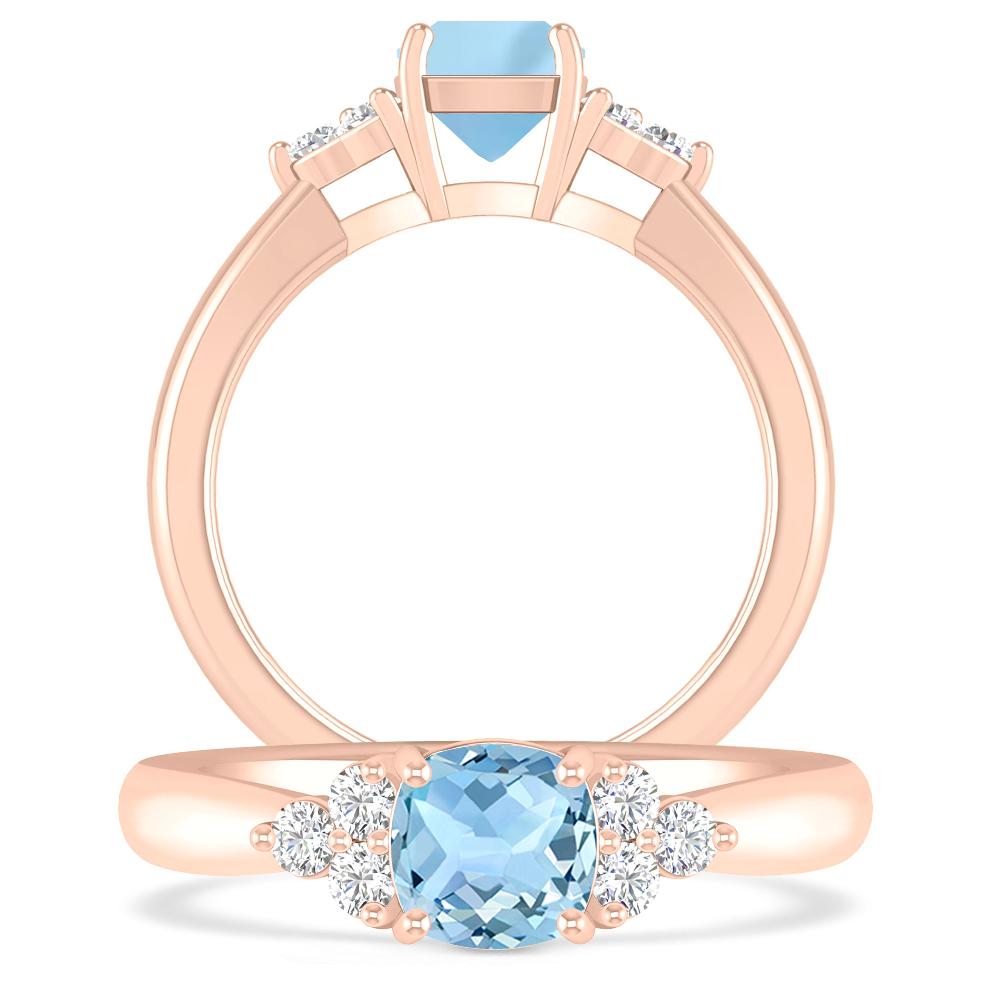 Rose Gold - Aquamarine