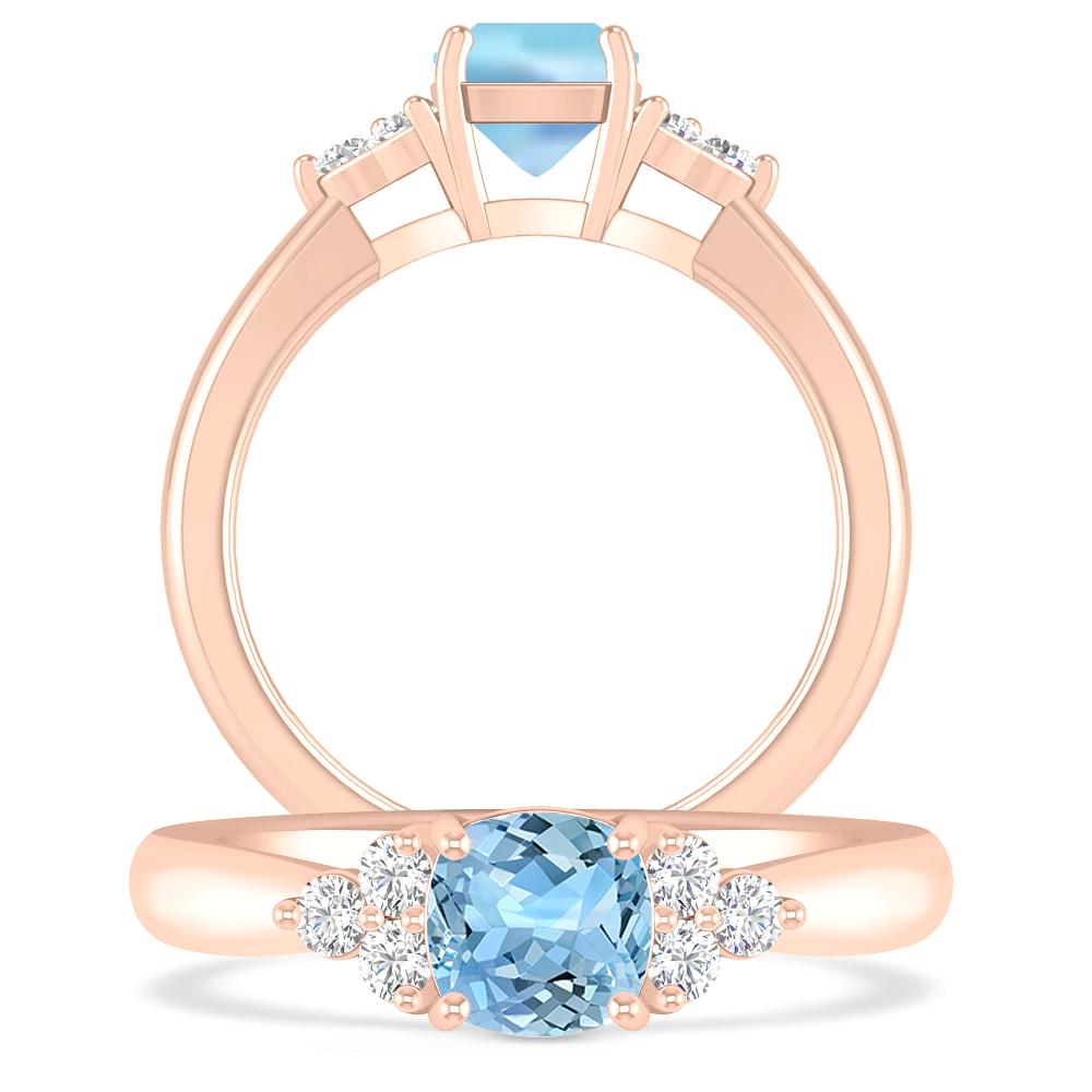 Rose Gold - Aquamarine