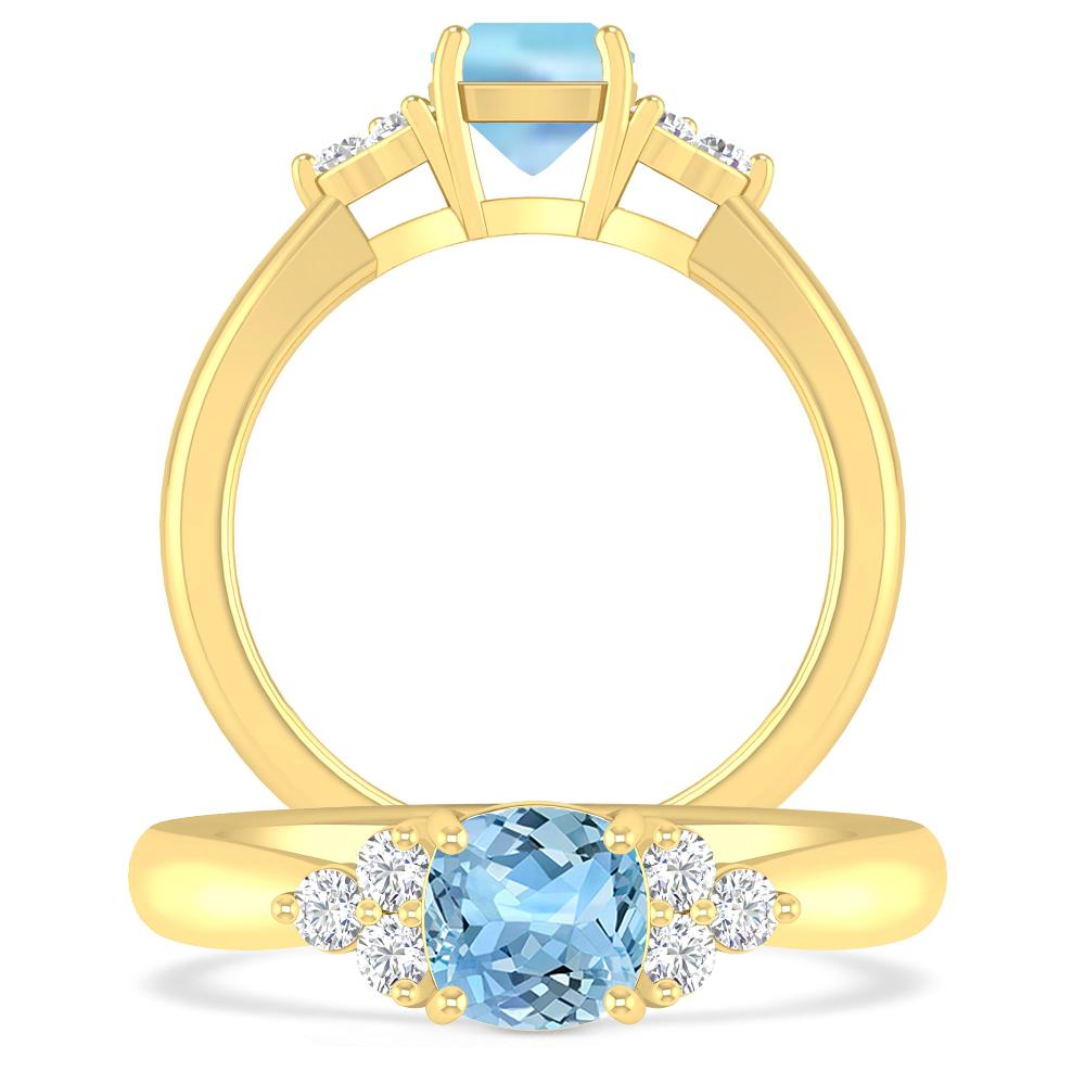 Yellow Gold - Aquamarine