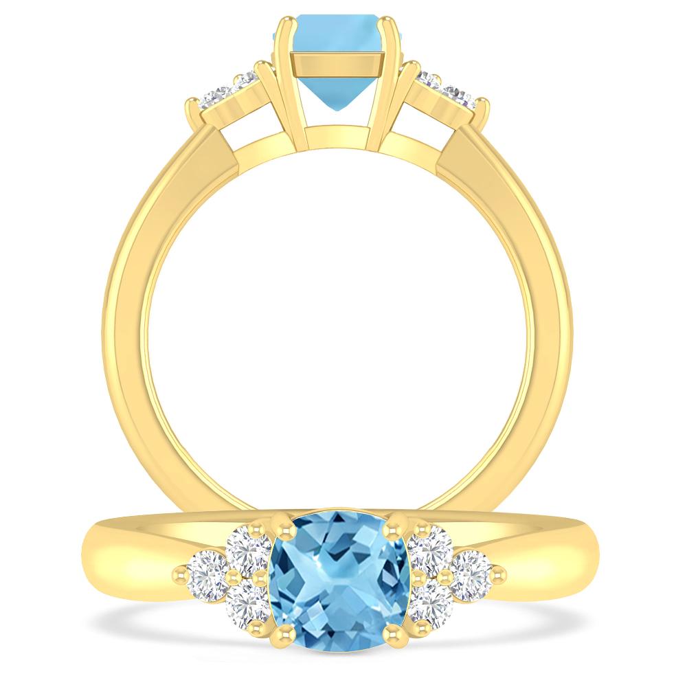 Yellow Gold - Blue Topaz