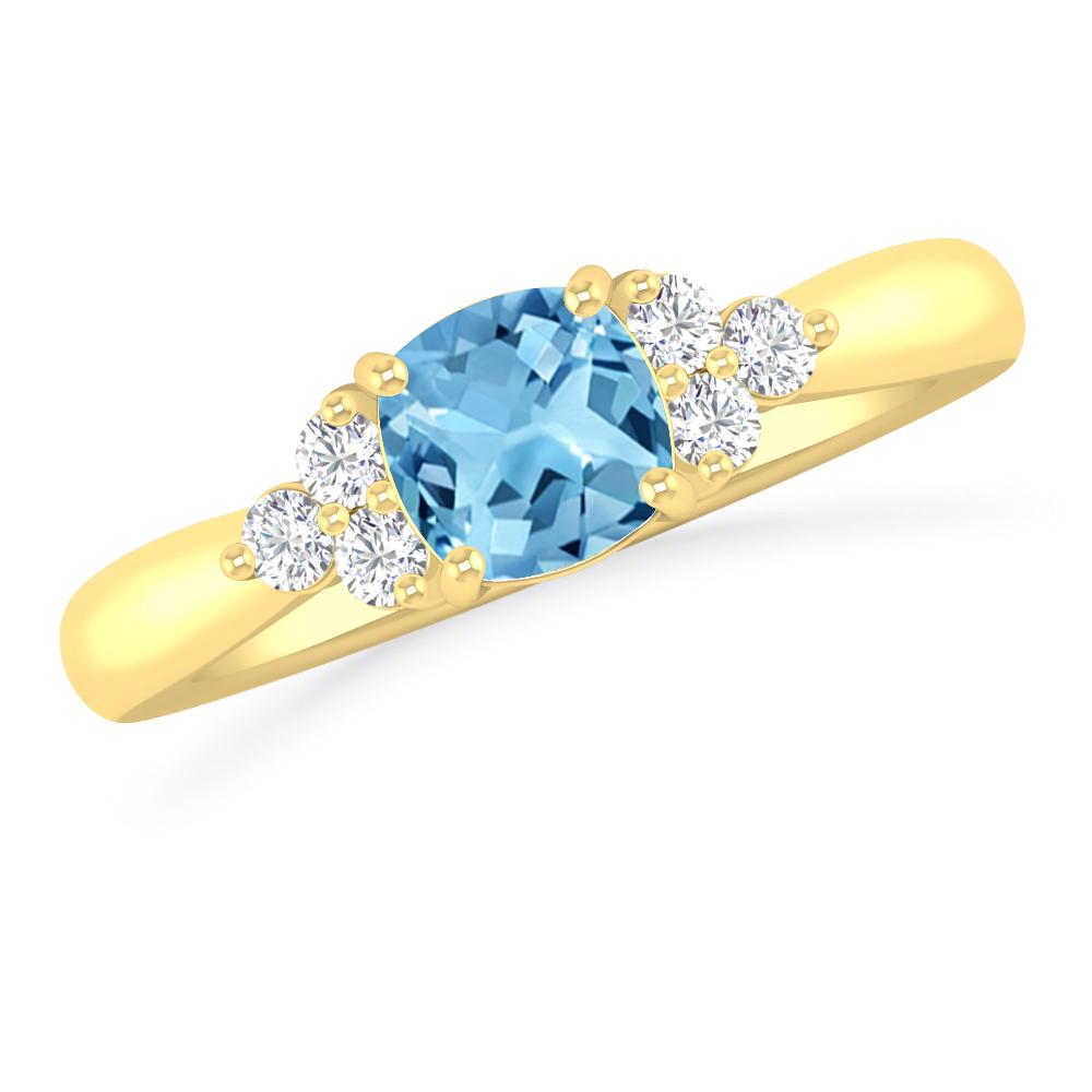 Yellow Gold - Blue Topaz