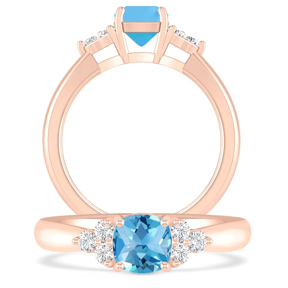 Rose Gold - Blue Topaz