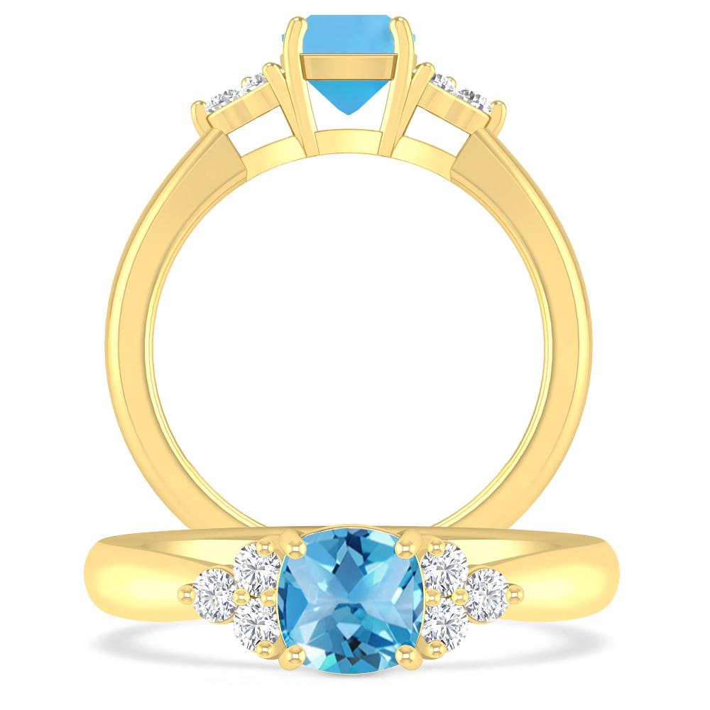 Yellow Gold - Blue Topaz