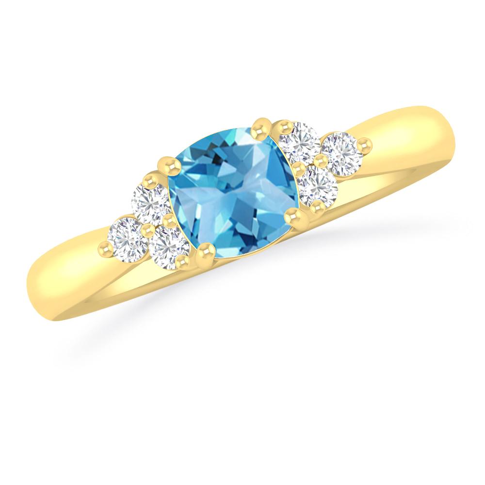 Yellow Gold - Blue Topaz