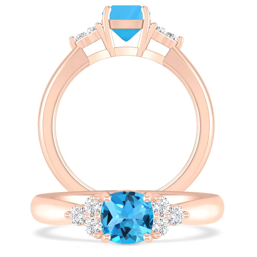 Rose Gold - Blue Topaz