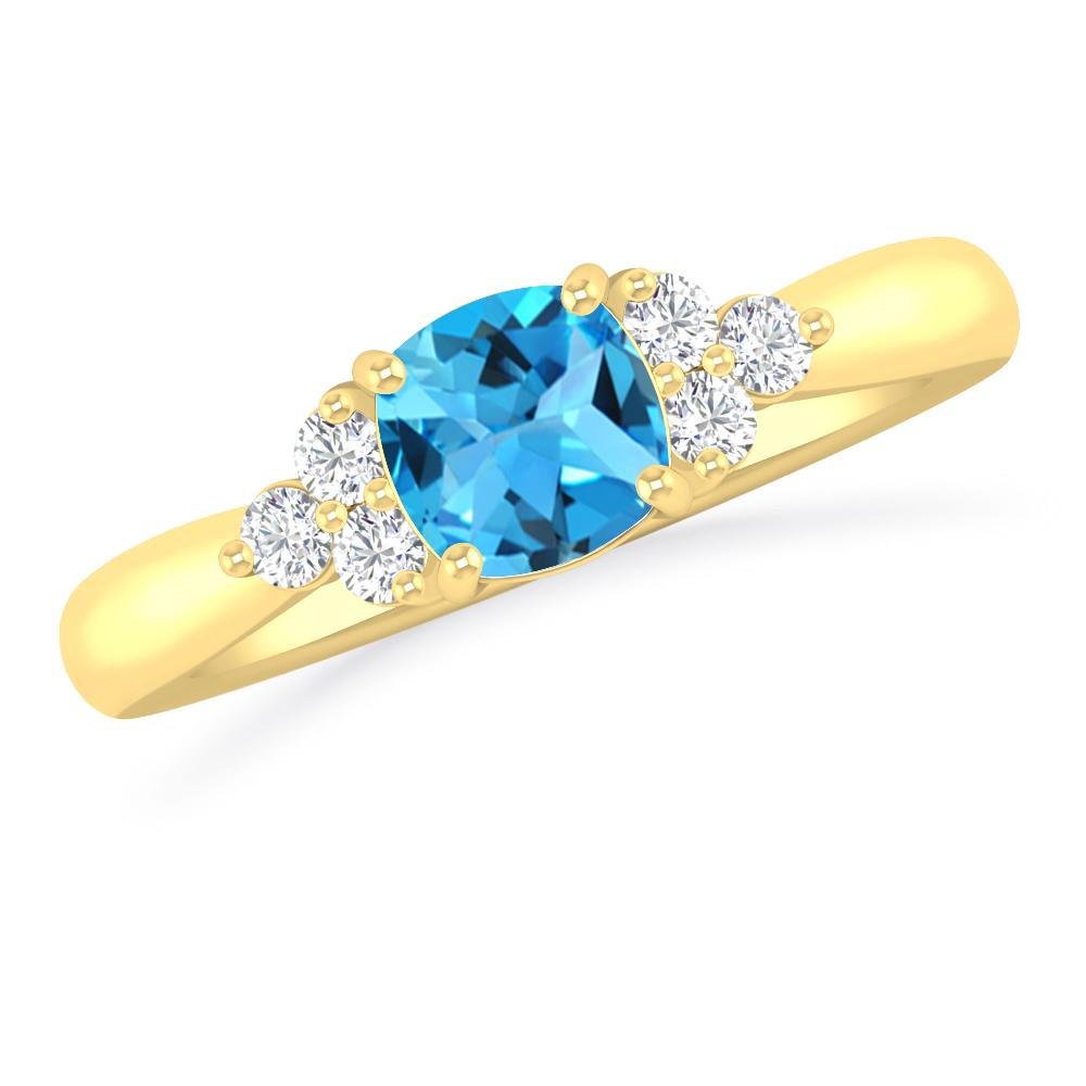 Yellow Gold - Blue Topaz