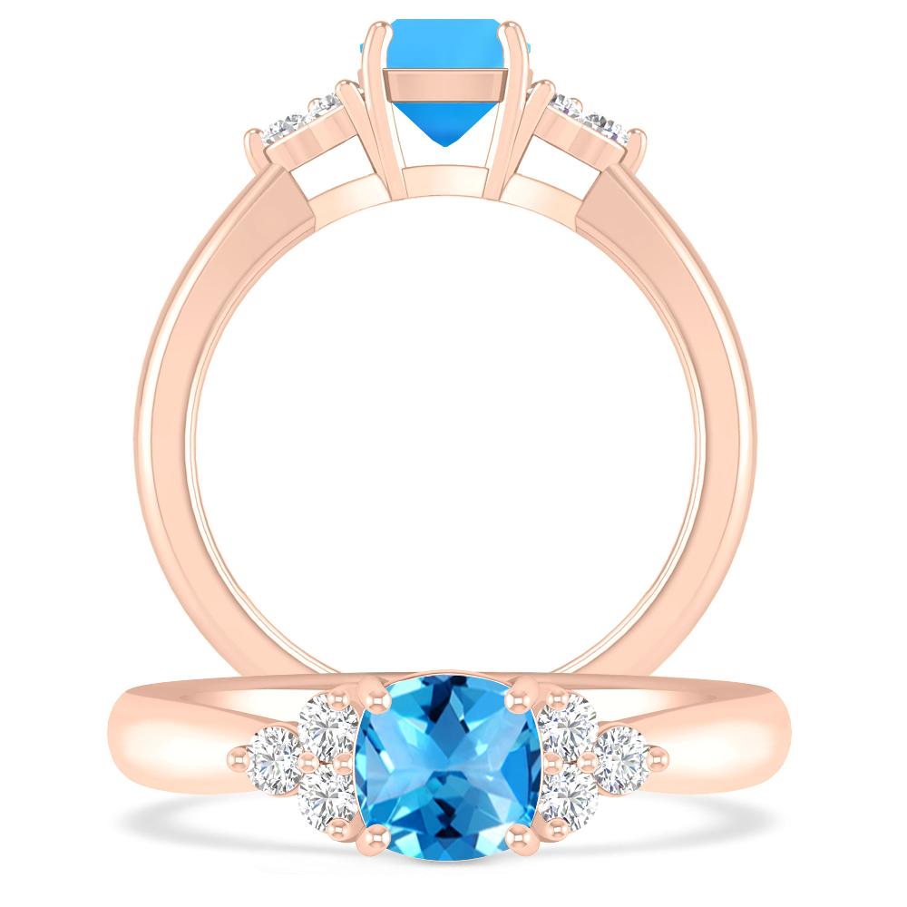 Rose Gold - Blue Topaz