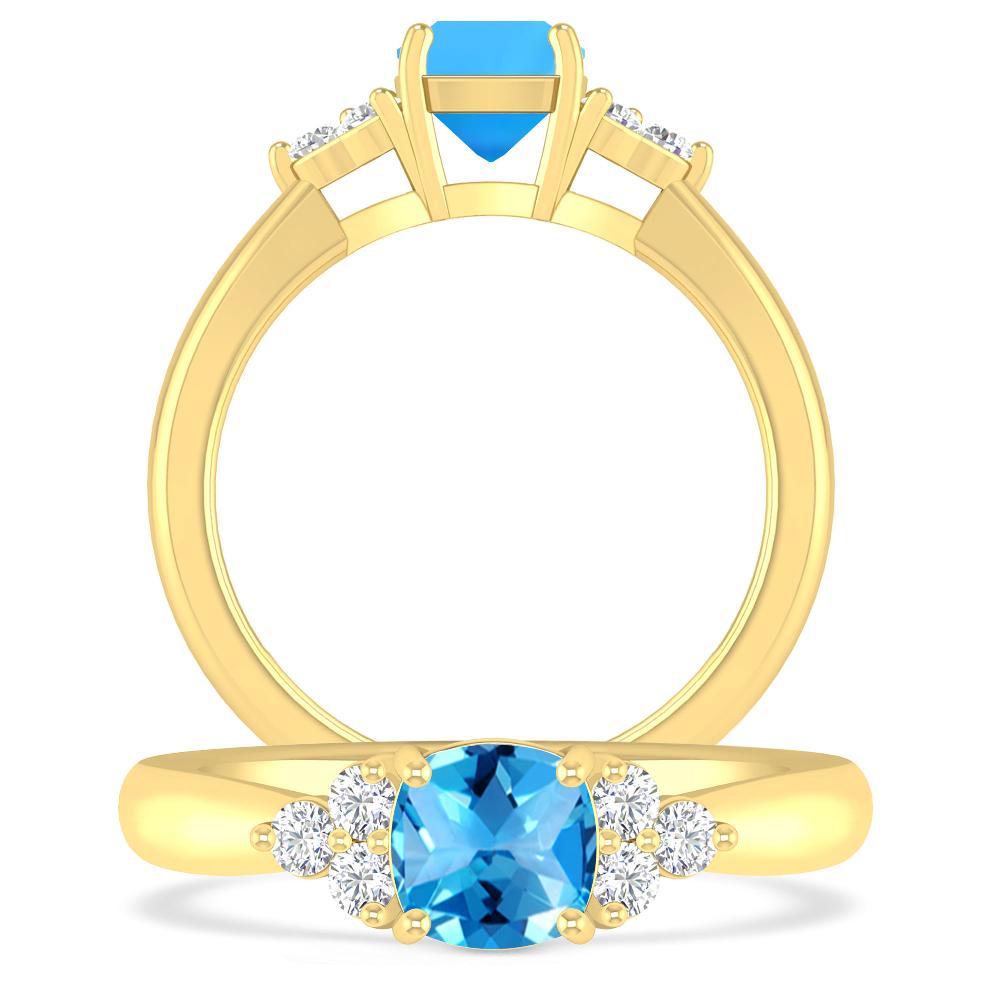 Yellow Gold - Blue Topaz