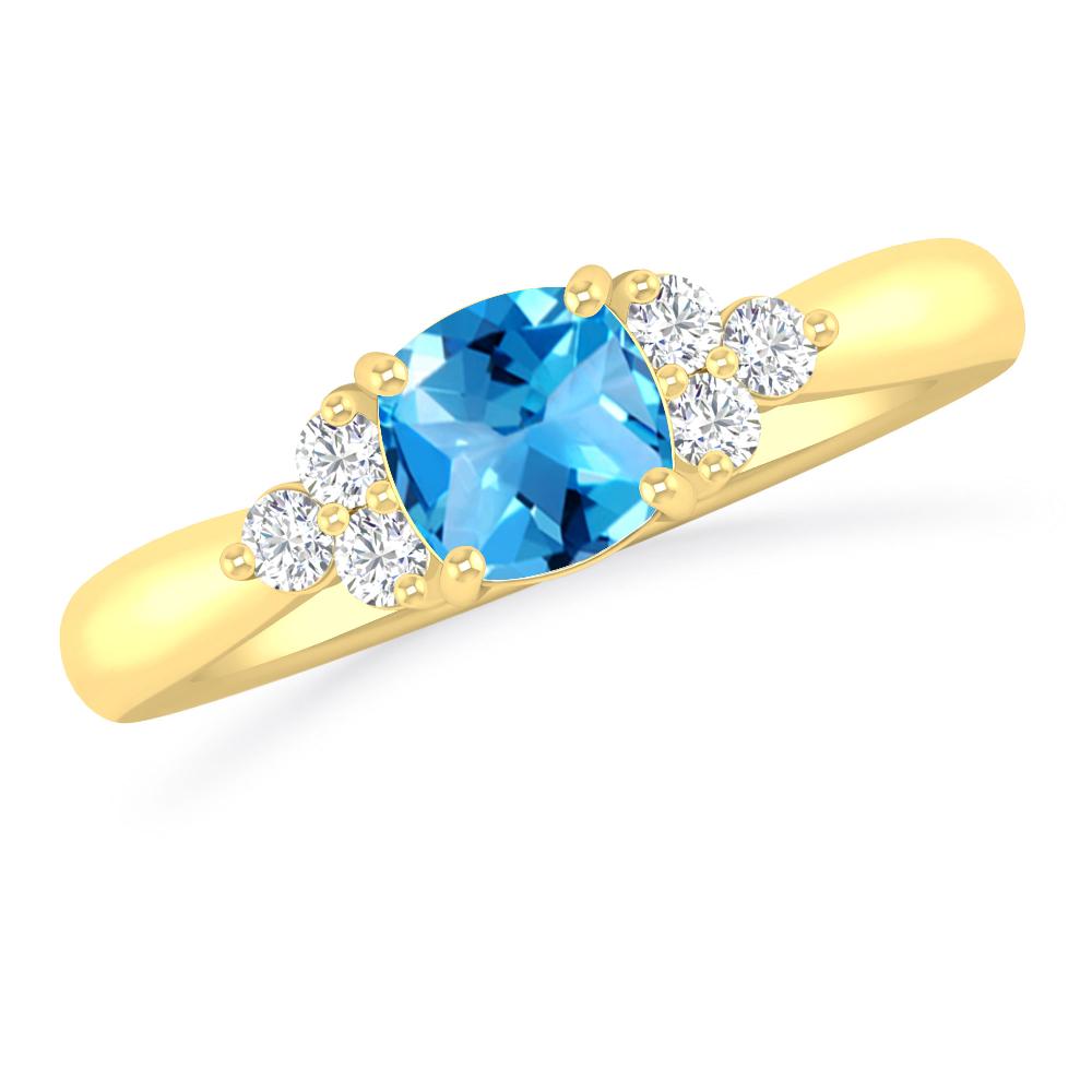 Yellow Gold - Blue Topaz