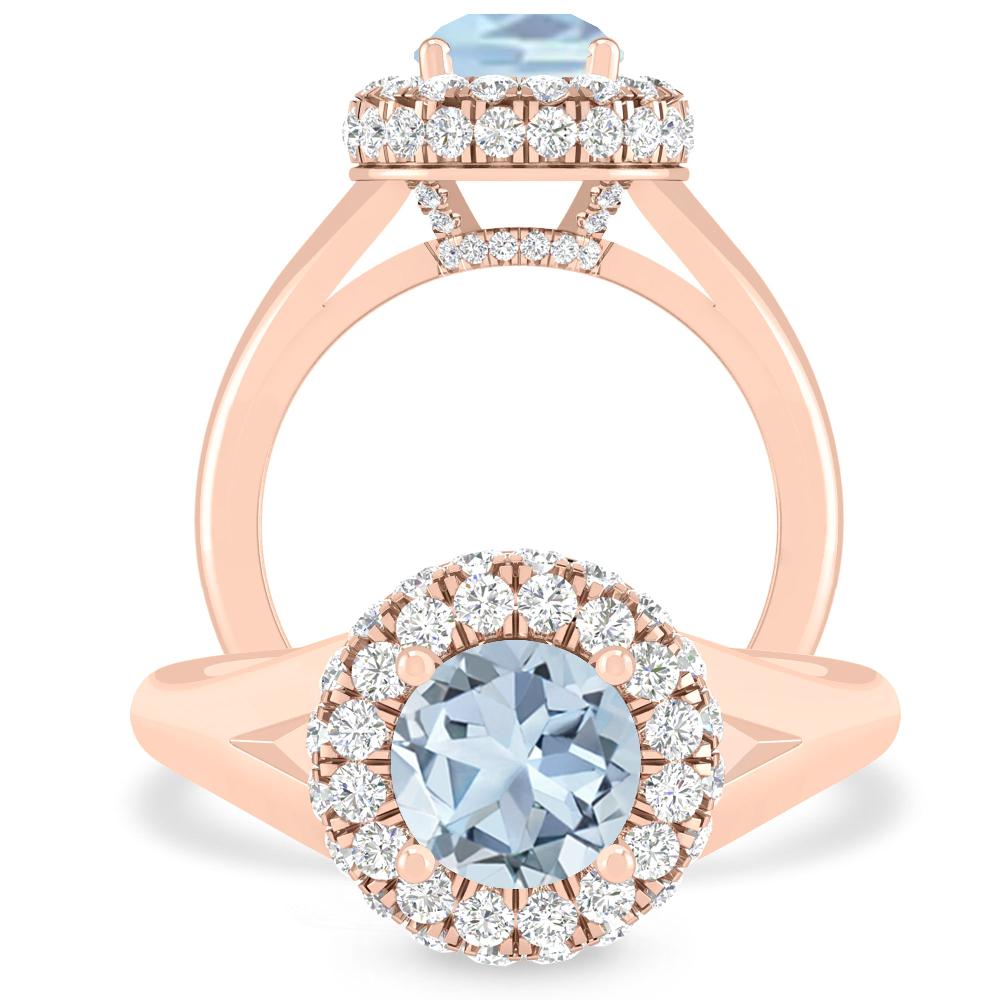 Rose Gold - Aquamarine