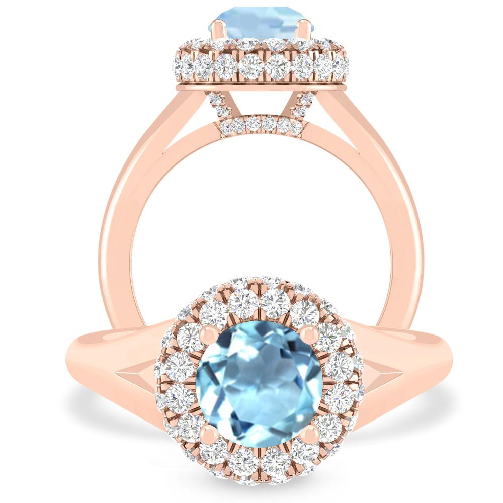 Rose Gold - Aquamarine