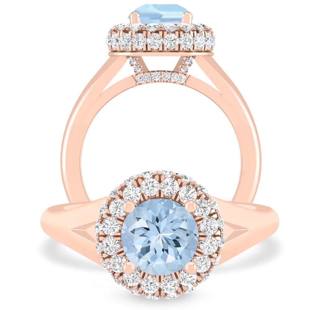 Rose Gold - Aquamarine