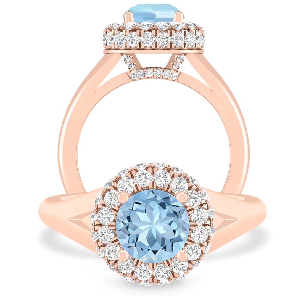 Rose Gold - Aquamarine