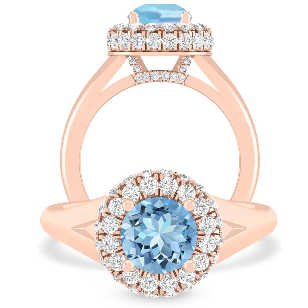 Rose Gold - Aquamarine