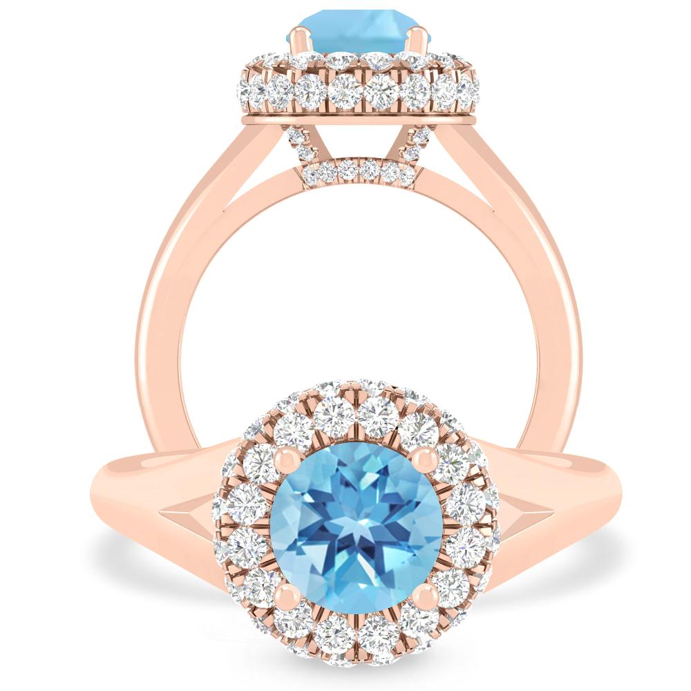 Rose Gold - Blue Topaz