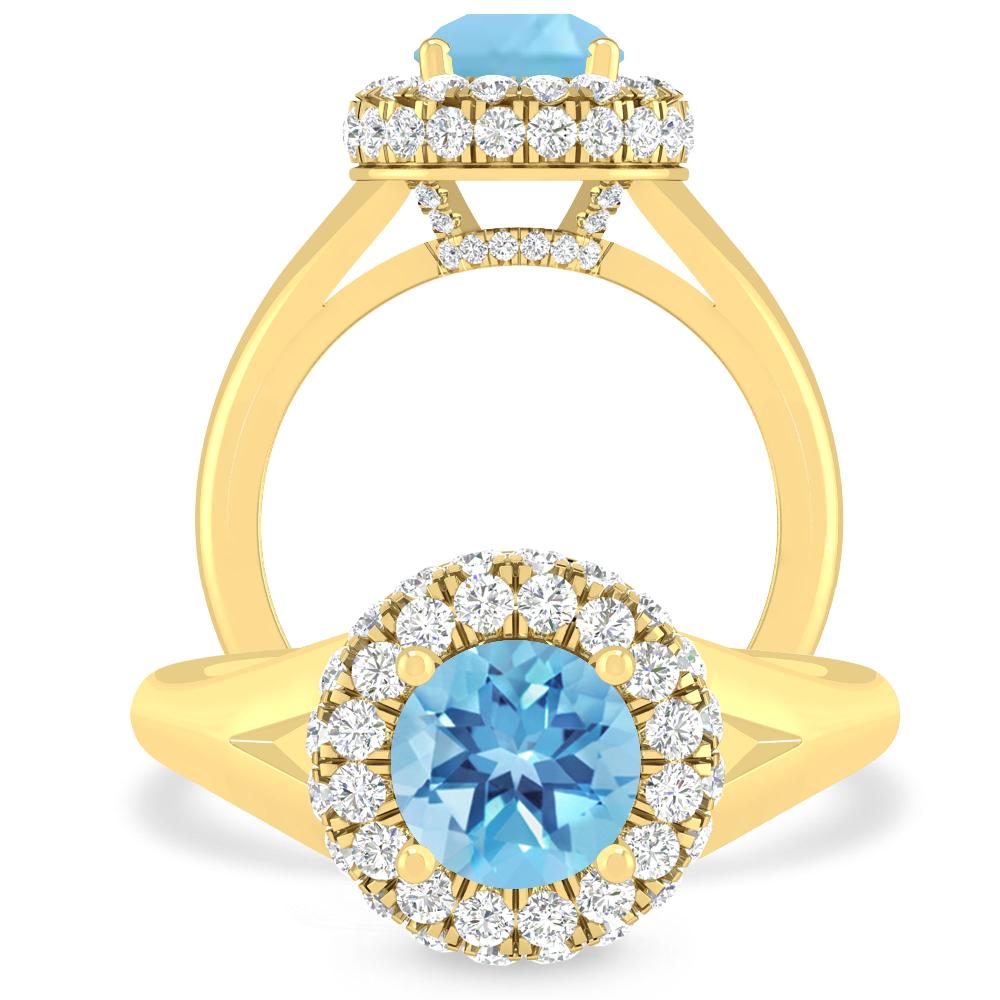 Yellow Gold - Blue Topaz