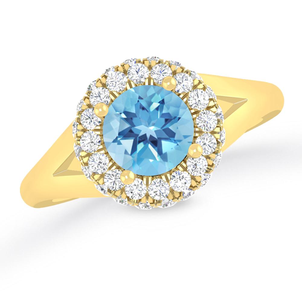 Yellow Gold - Blue Topaz