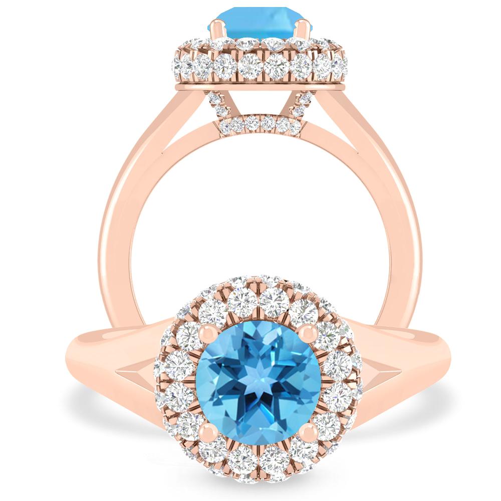 Rose Gold - Blue Topaz