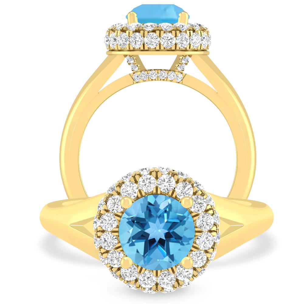 Yellow Gold - Blue Topaz