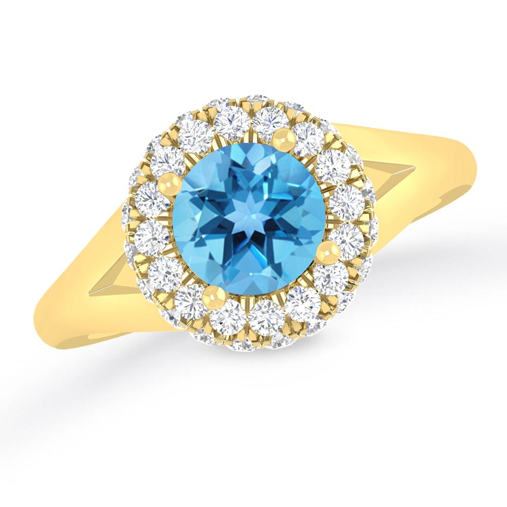 Yellow Gold - Blue Topaz