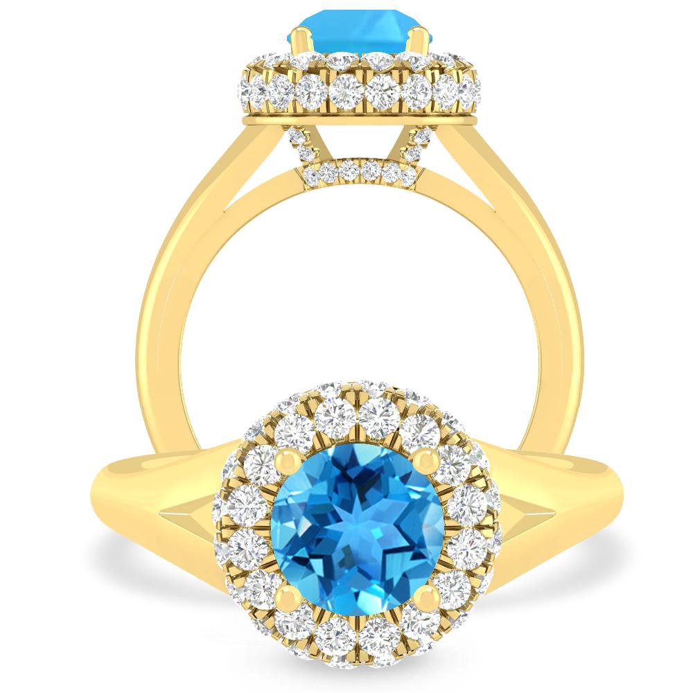 Yellow Gold - Blue Topaz