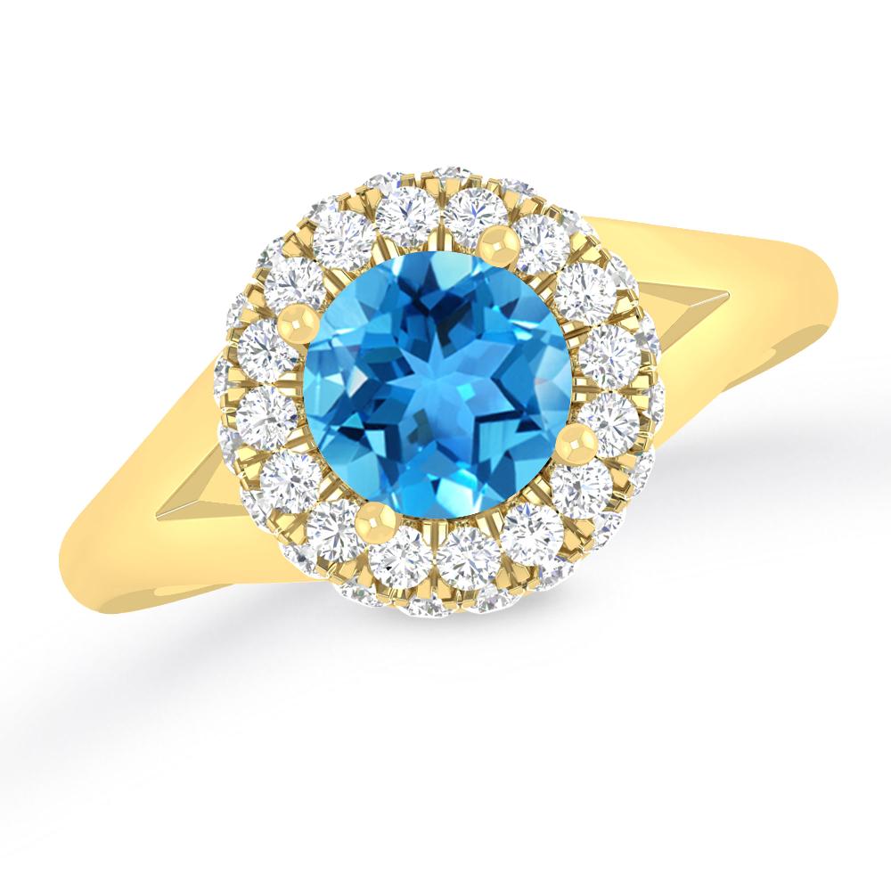 Yellow Gold - Blue Topaz