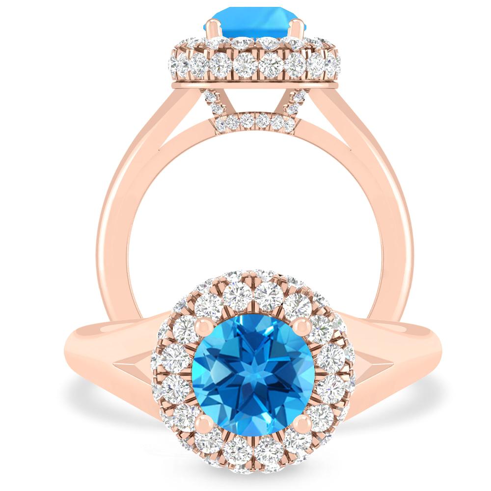 Rose Gold - Blue Topaz