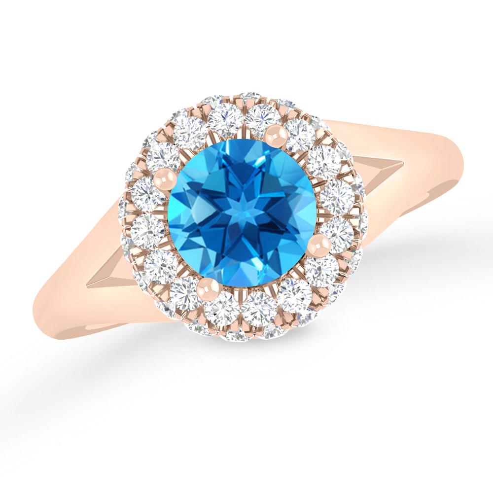 Rose Gold - Blue Topaz