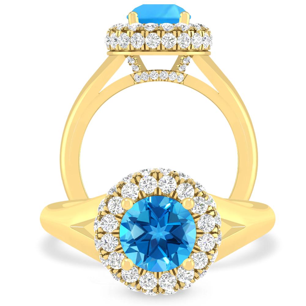 Yellow Gold - Blue Topaz