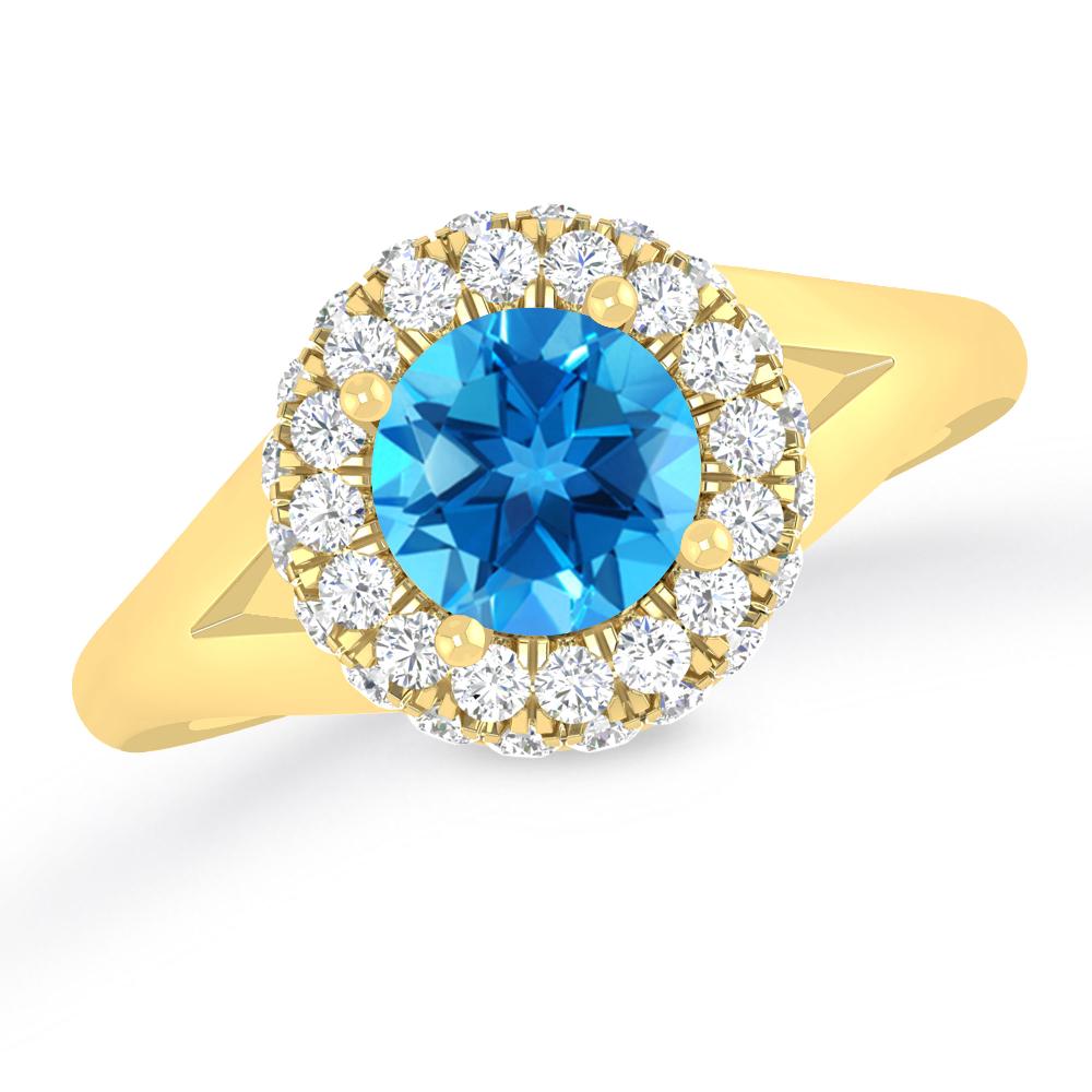 Yellow Gold - Blue Topaz