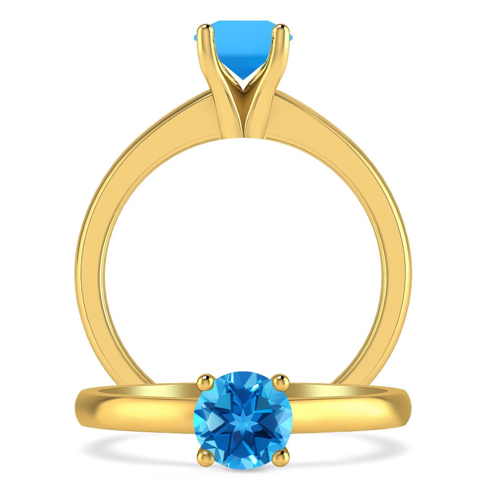 Yellow Gold - Blue Topaz