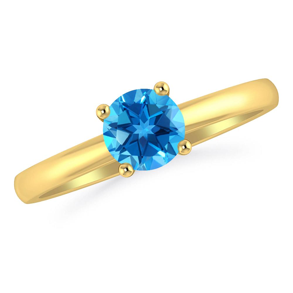 Yellow Gold - Blue Topaz