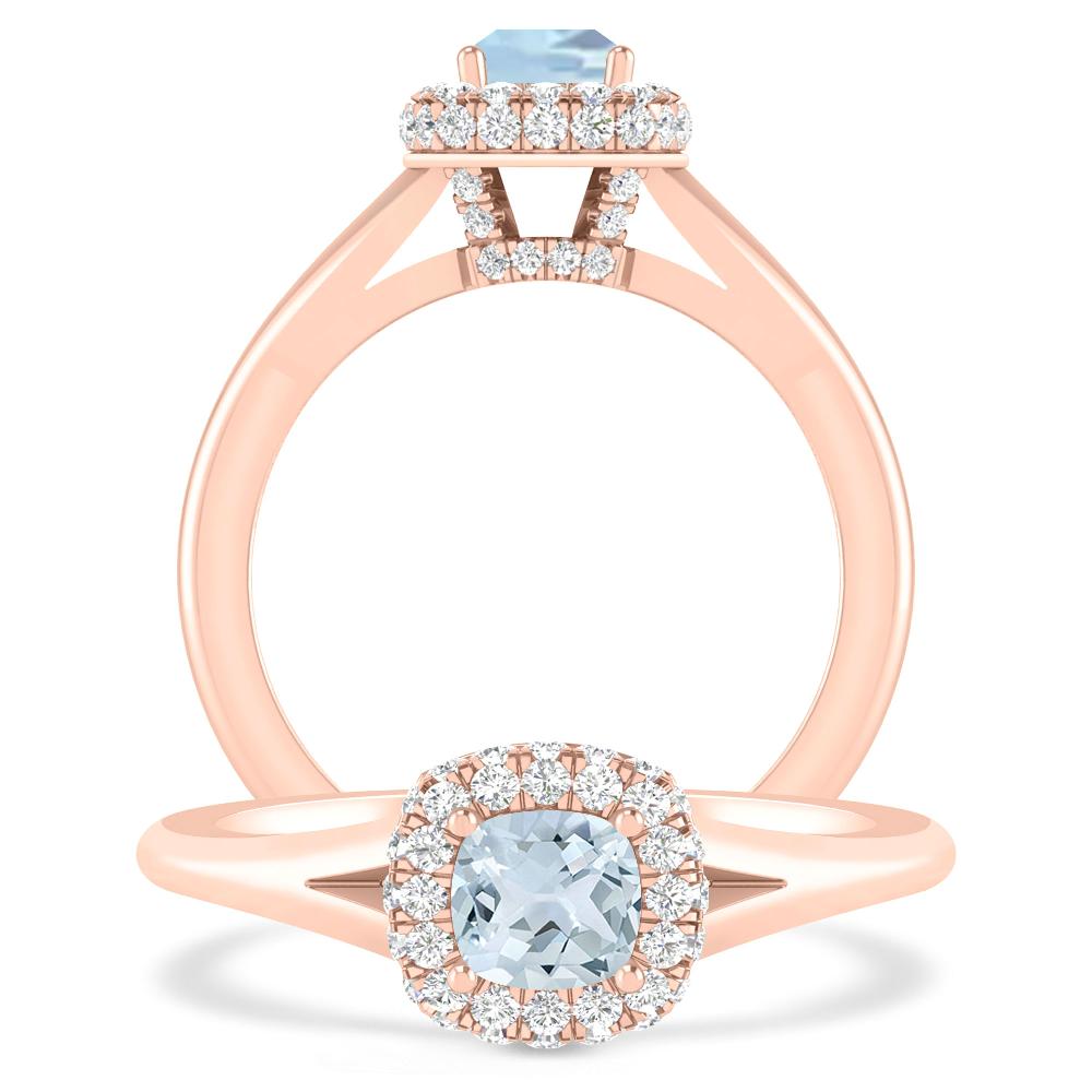 Rose Gold - Aquamarine