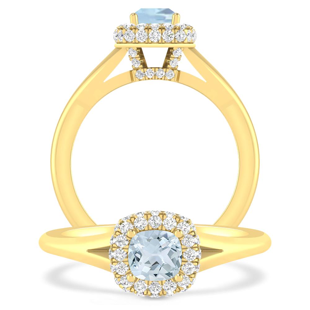 Yellow Gold - Aquamarine