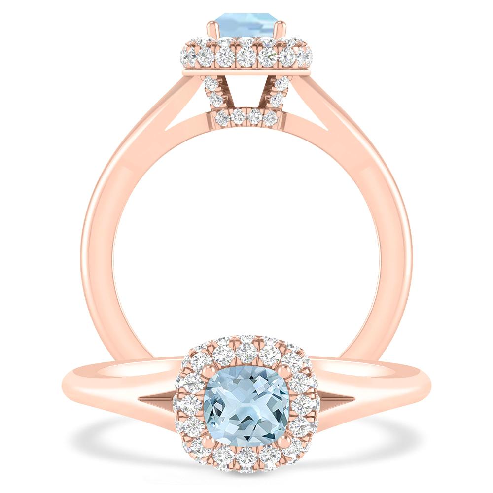 Rose Gold - Aquamarine