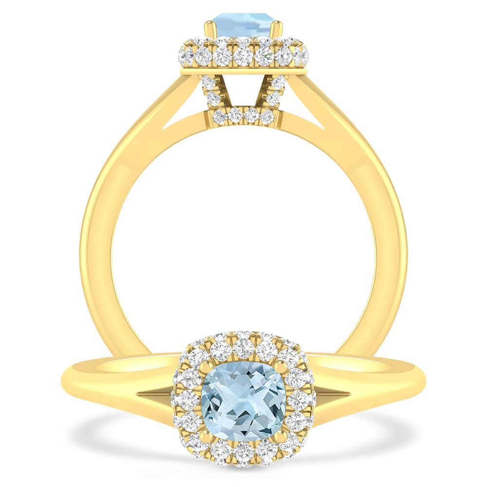 Yellow Gold - Aquamarine