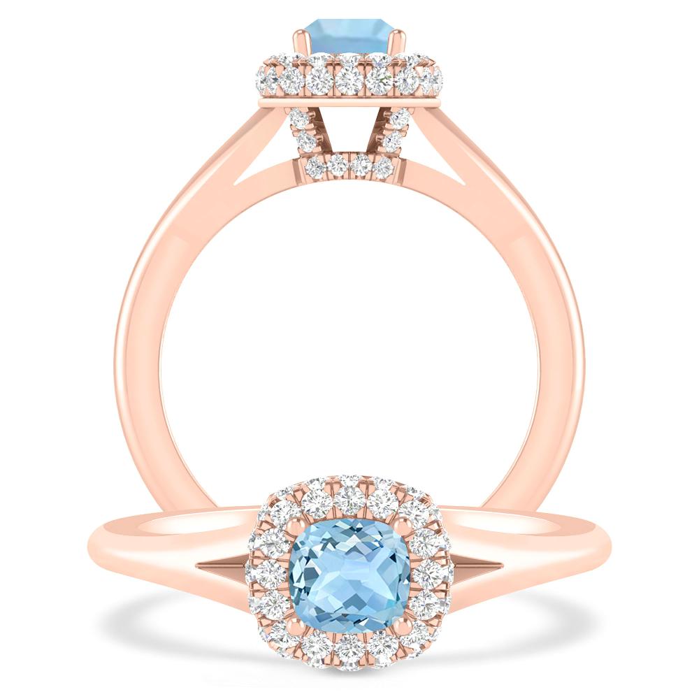 Rose Gold - Aquamarine