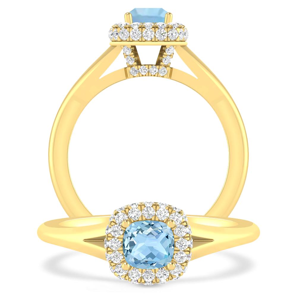 Yellow Gold - Aquamarine