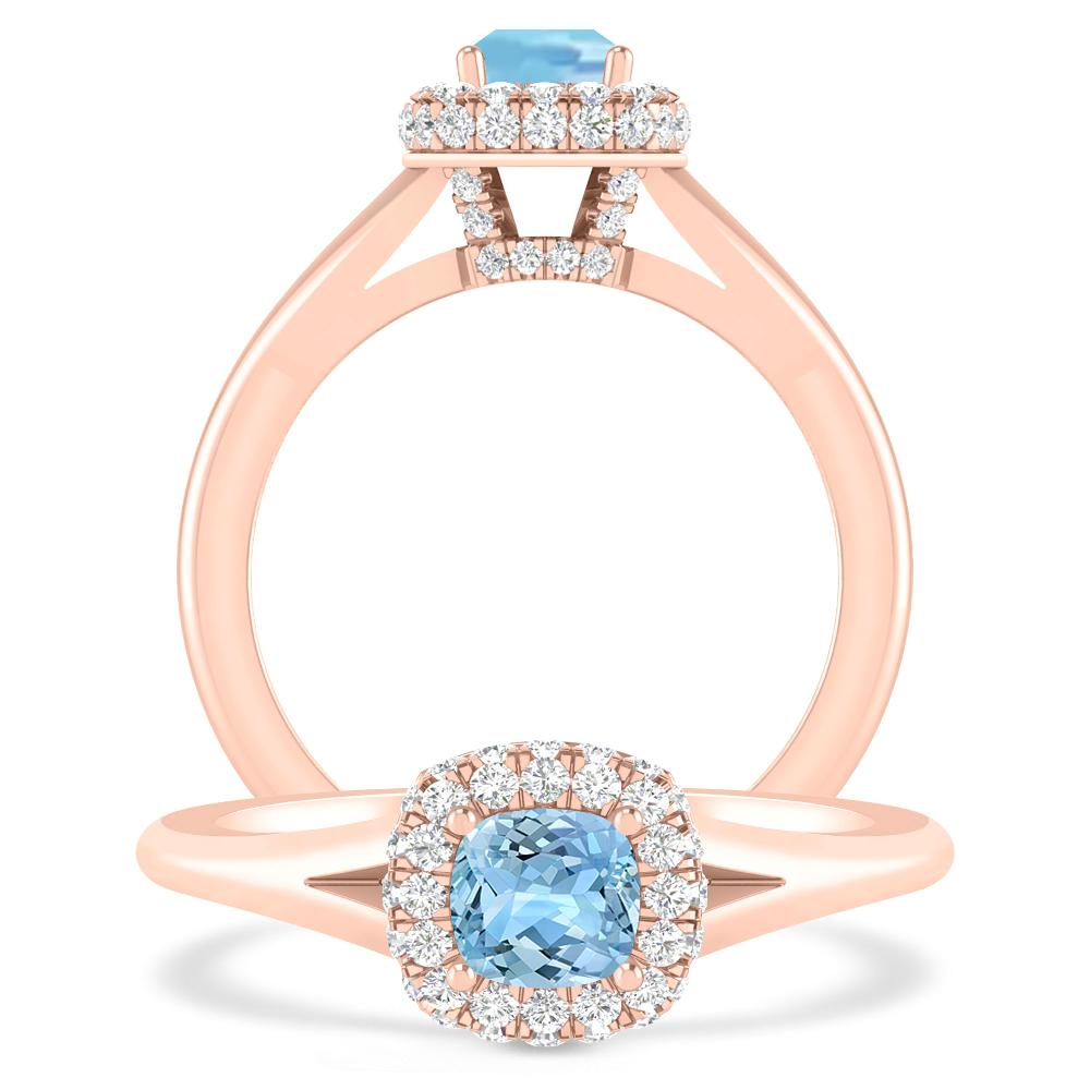 Rose Gold - Aquamarine