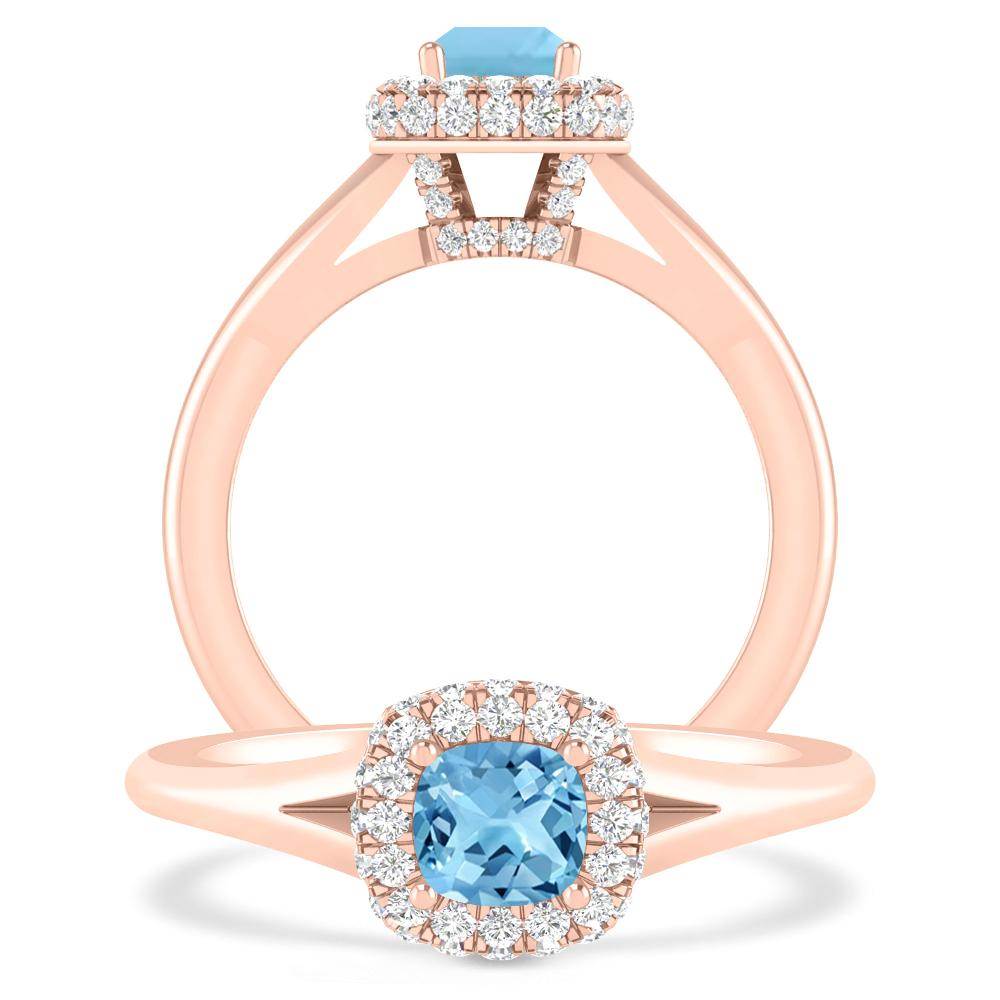 Rose Gold - Blue Topaz