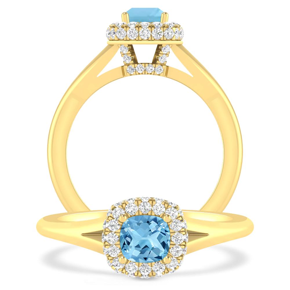 Yellow Gold - Blue Topaz