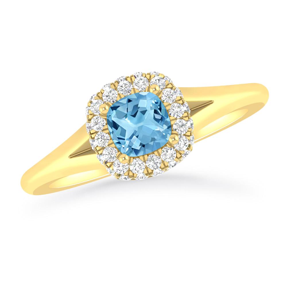 Yellow Gold - Blue Topaz