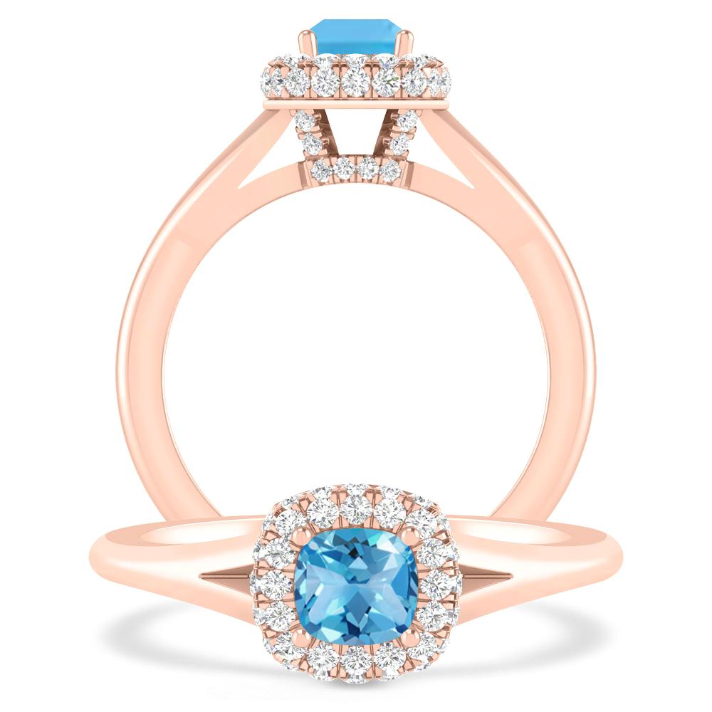 Rose Gold - Blue Topaz