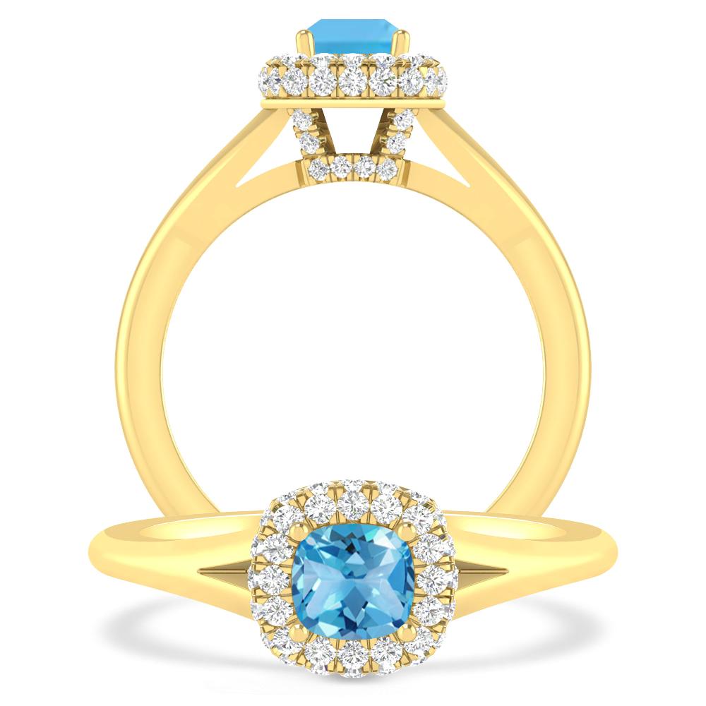 Yellow Gold - Blue Topaz