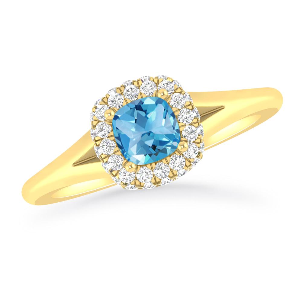 Yellow Gold - Blue Topaz