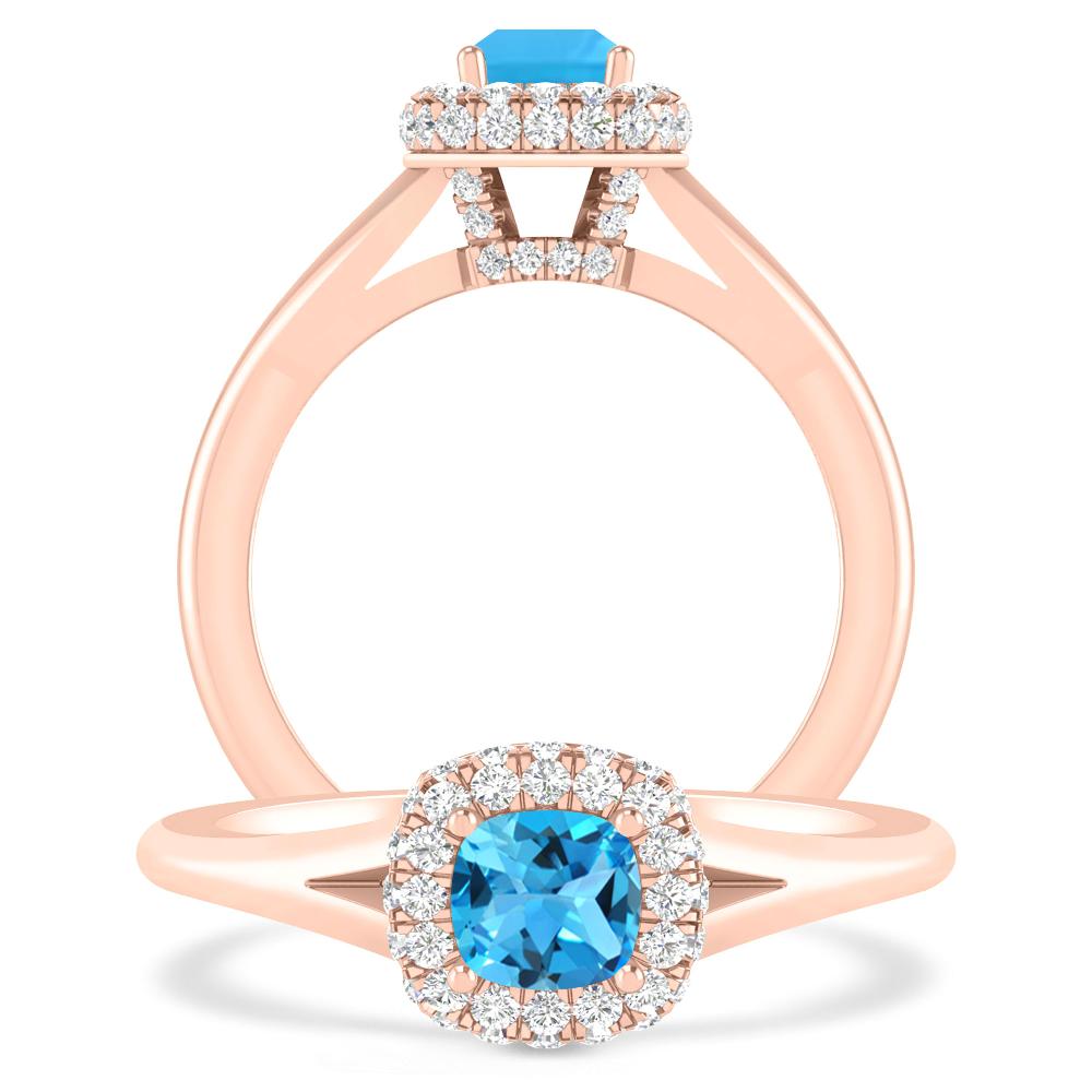 Rose Gold - Blue Topaz