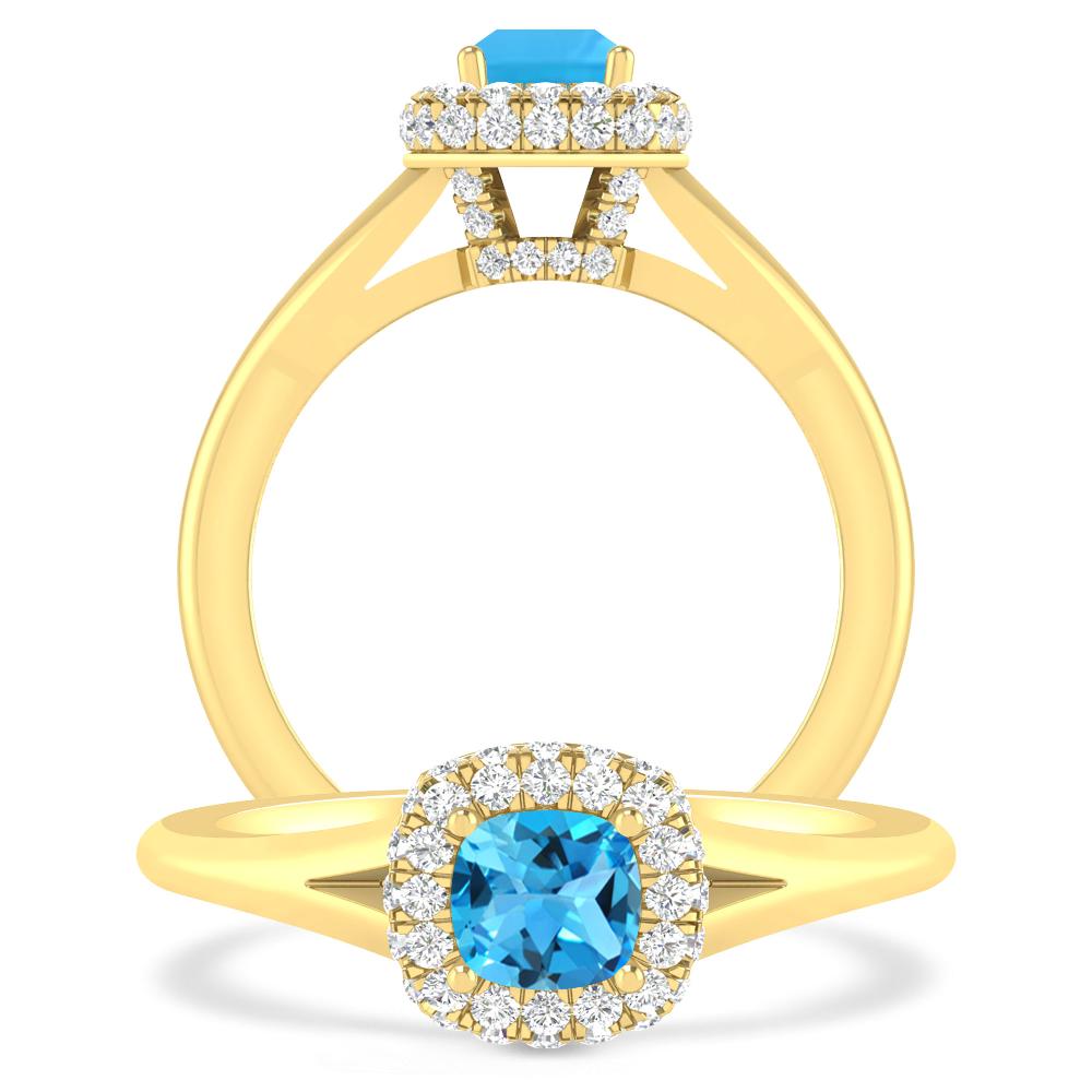 Yellow Gold - Blue Topaz